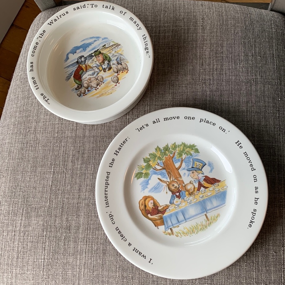 Johnson Bros Made In England Alice in Wonderland bowl and plate